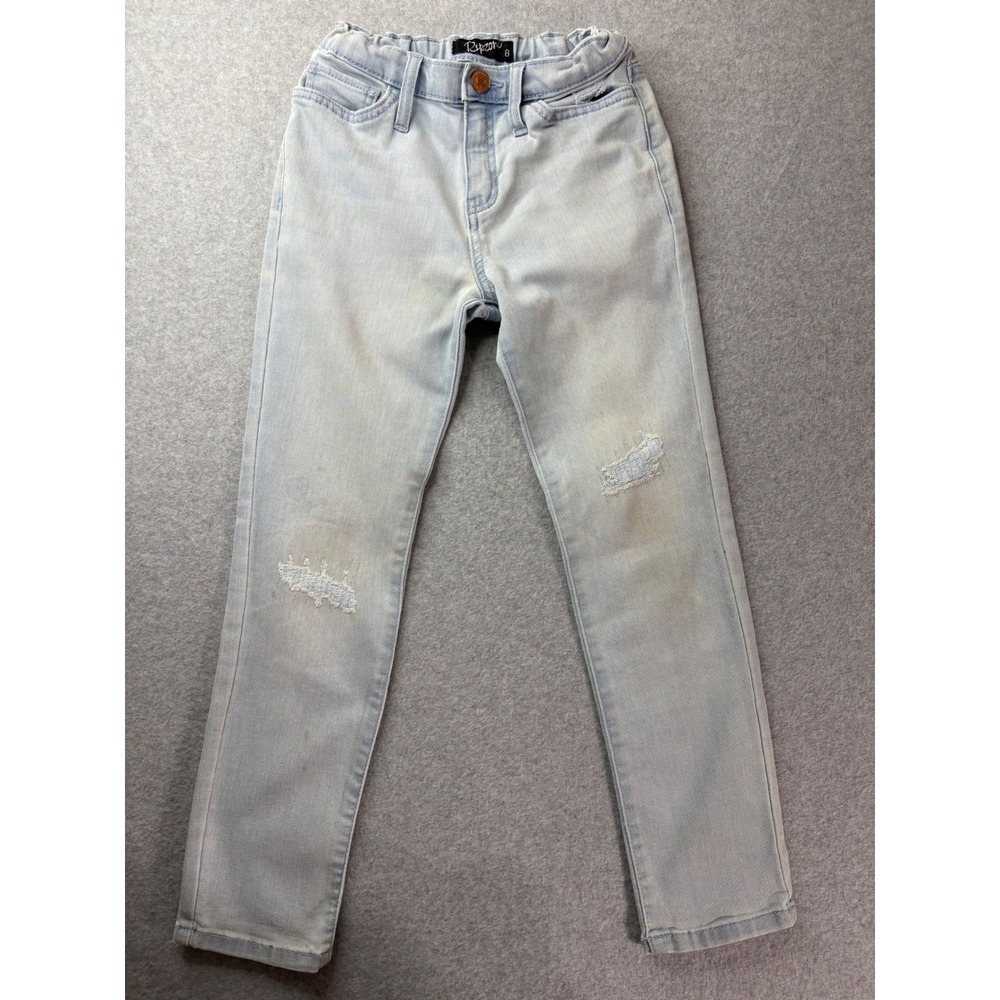 Ripton Girls Light Wash Distressed Skinny Jeans Size 8 Denim, Adjustable Waist